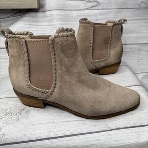 Jack Rogers Chelsea Ankle Boots‎ Womens Size 9 M Tan Suede Leather Bootie